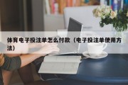 体育电子投注单怎么付款（电子投注单使用方法）