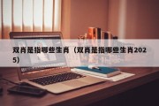 双肖是指哪些生肖（双肖是指哪些生肖2025）